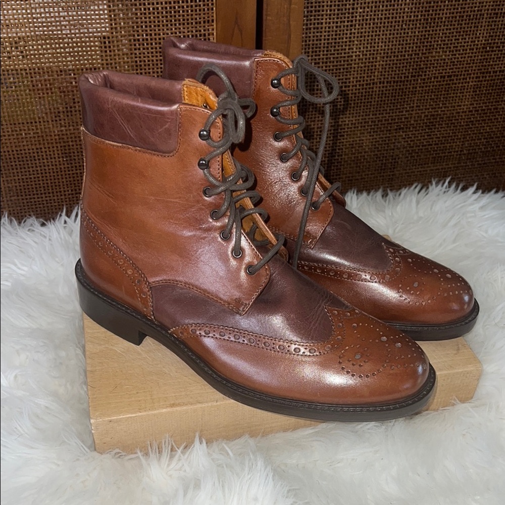 Massimo Matteo Leather Wingtip Ankle Boots